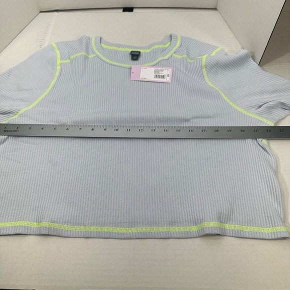 Wild Fable Women's Size 2X Long Sleeve Slim Fit Baby Ribbed Tee Shirt Blue New - Picture 9 of 13